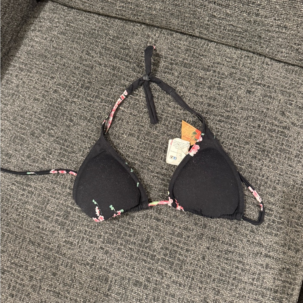 NWT San Lorenzo Black Floral Bikini Top